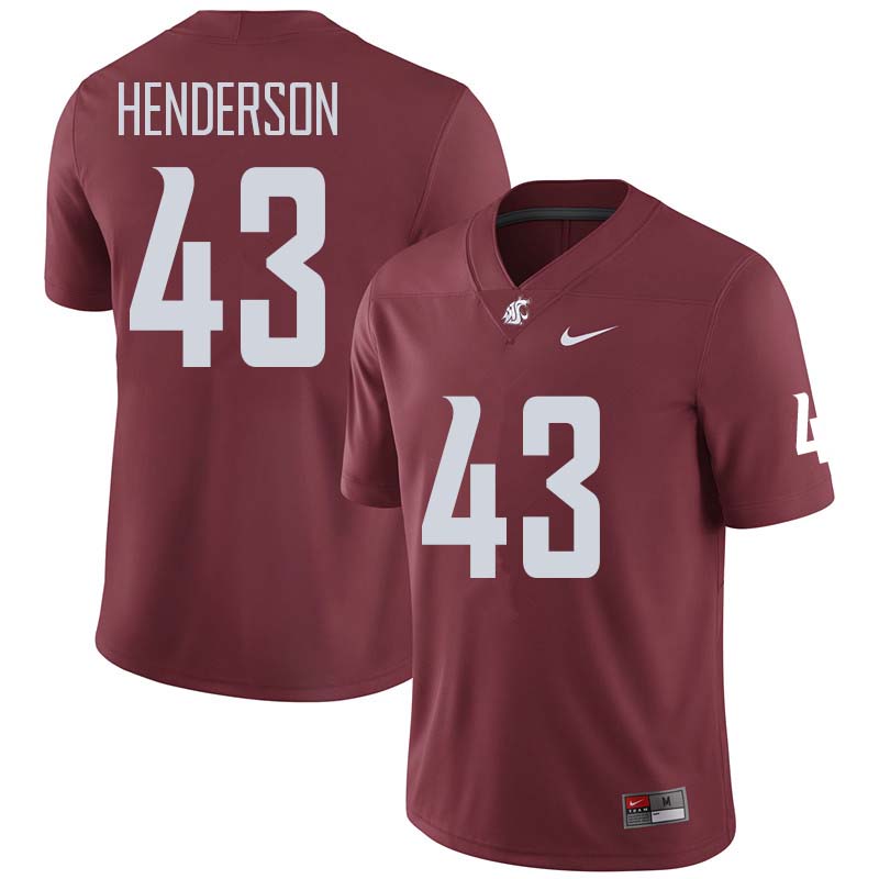 Men #43 Ryan Henderson Washington State Cougars College Football Jerseys Sale-Crimson